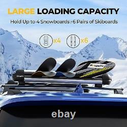 Lockable T Slot Ski & Snowboard Racks for Car Roof, Extender Ski Snowboard